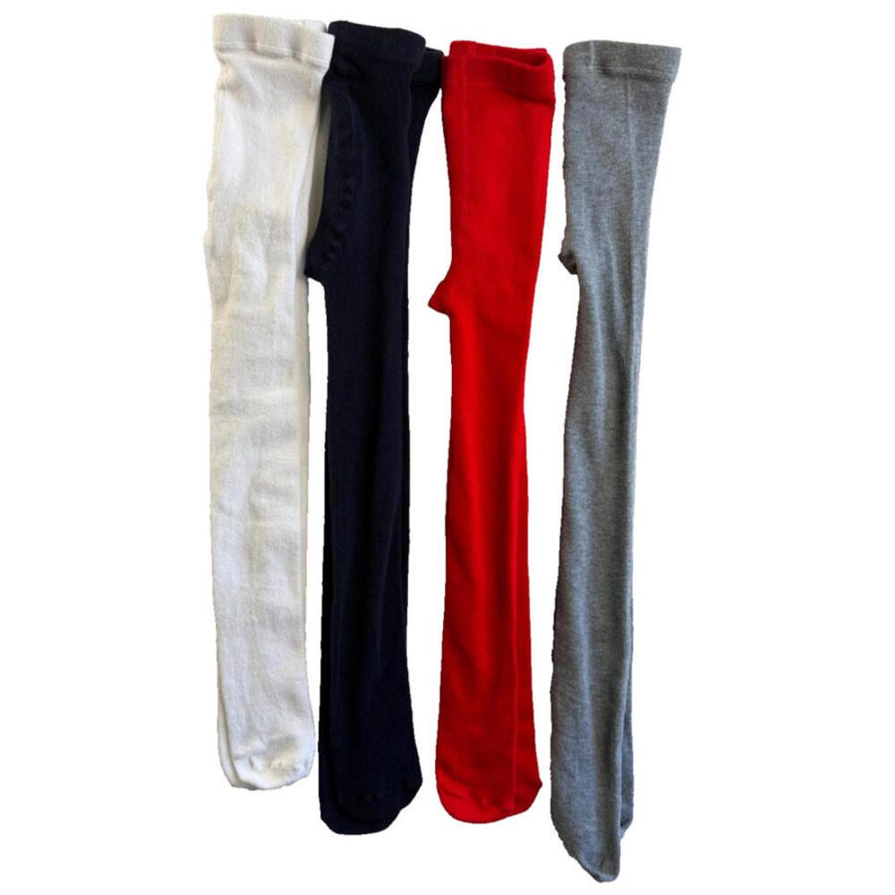 Angelina Footed Tights Girls Size Large 4 Pack Red, White, Blue, Grey